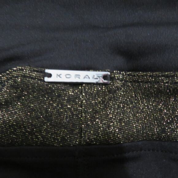 Koral Womens Size XS Black Gold Curve Mid Rise Crop Legging Stretchy Yoga Pants - Picture 5 of 9